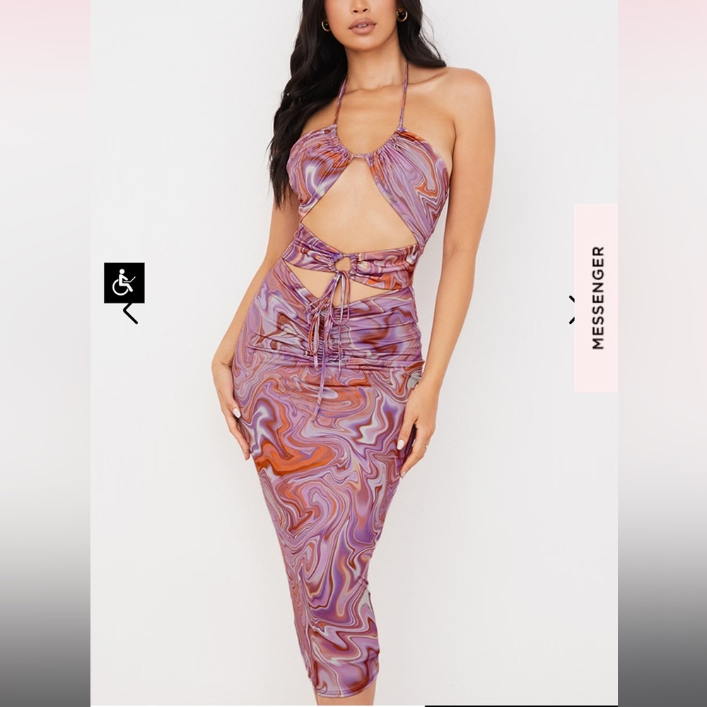 Multicolor Halter Cut-Out Dress